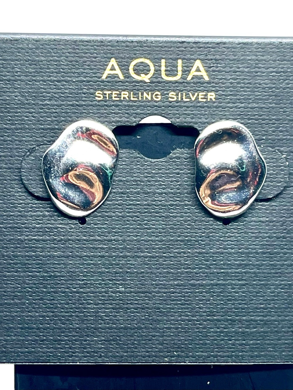 Aqua Organic-Shaped Sterling Silver Stud Earrings NWT